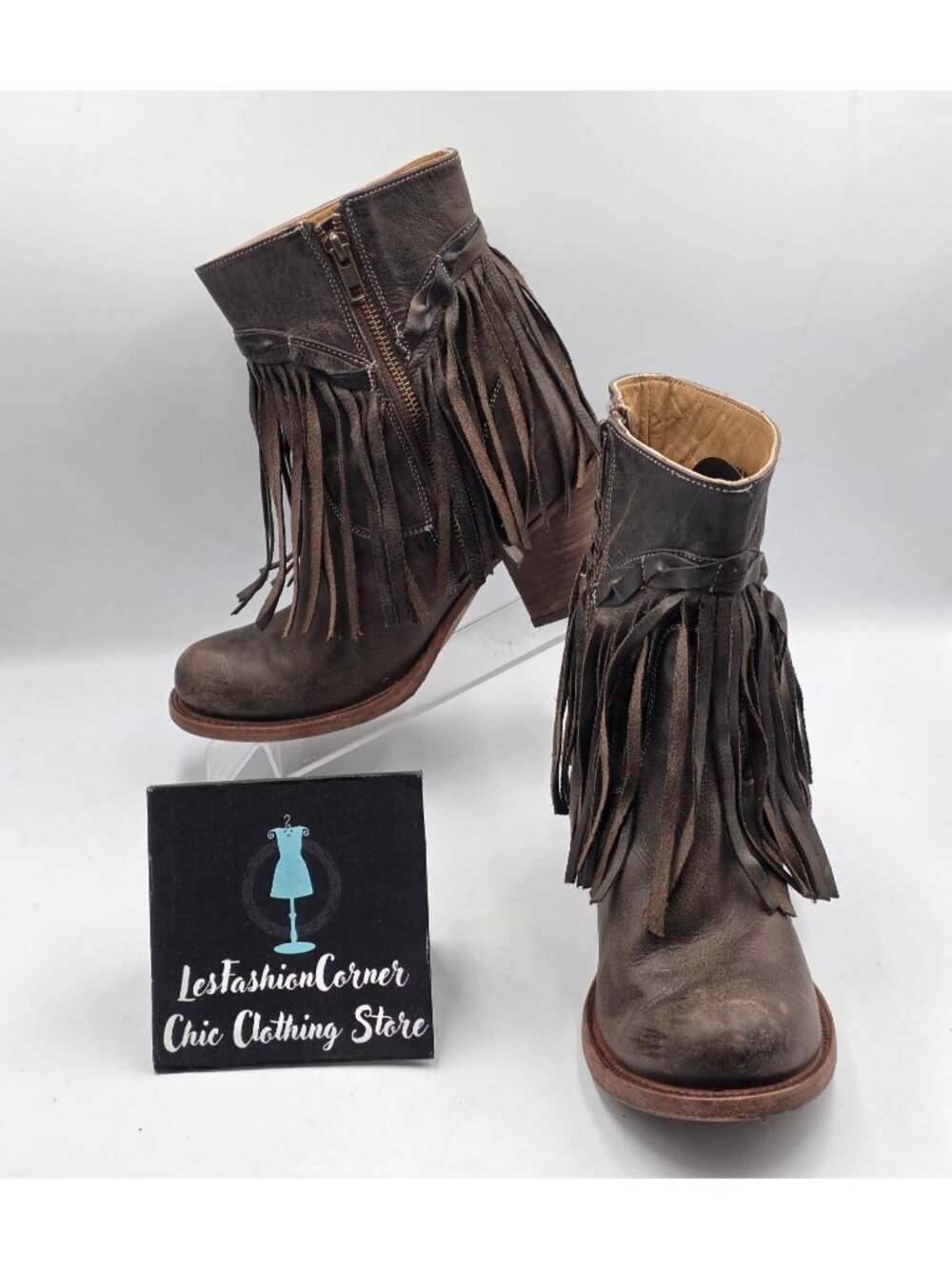 Matisse Women's Brown Leather Rumour Fringe Western Ankle Boots Size 8.5B 3920